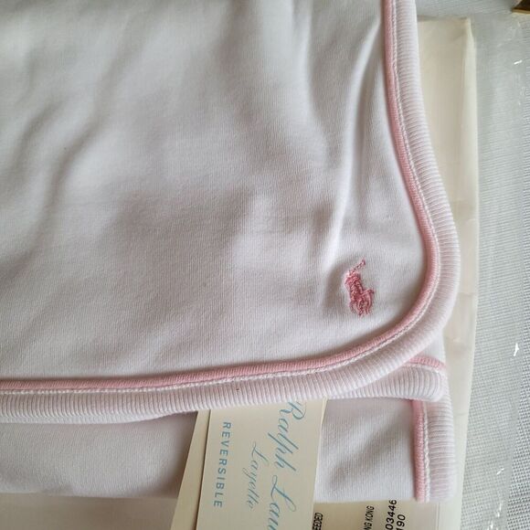 Ralph Lauren Layette White Pink newborn baby receiving blanket 100% cotton VTG - Picture 10 of 10